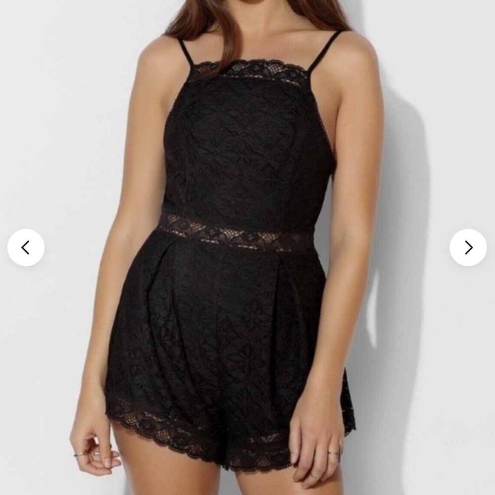 Kimchi Blue black lace high neck romper, size S. Excellent condition.